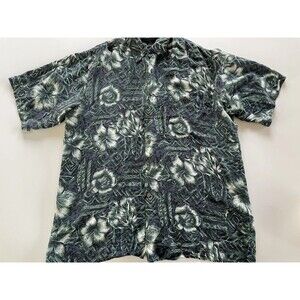 Silk Traders Hawaiian Shirt XL Large Tropical Floral Print 100% Silk